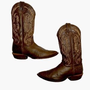 Nocona Cowboy Boots Mens 8B Brown Leather Western Made In USA